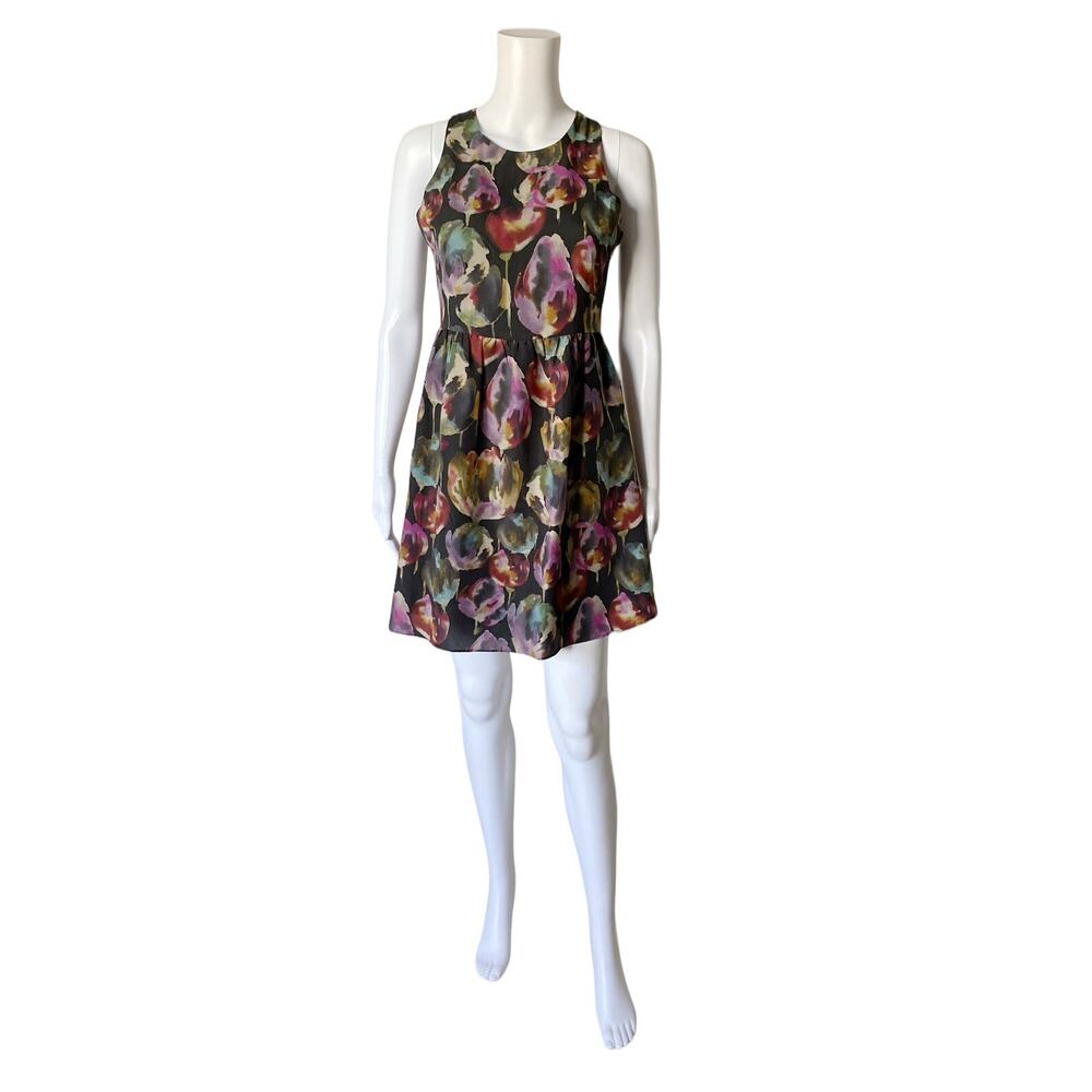MM Couture Miss Me Dress XS Black Floral Fit Flare Sleeveless Mini Sundress Boho